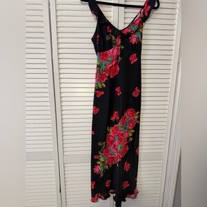 Betsey Johnson Floral Black Maxi Dress Size M